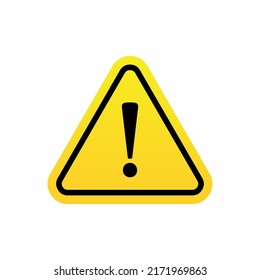 Yellow triangle warning sign icon isolated