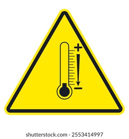 Yellow triangle warning sign of low temperature. EPS vector illustration.