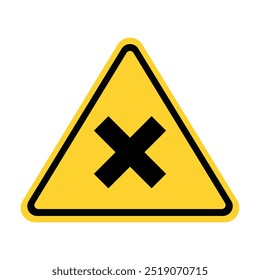 Símbolo de Trânsito de Marca X Triângulo Amarela. Aviso de cruzamento de ferrovia