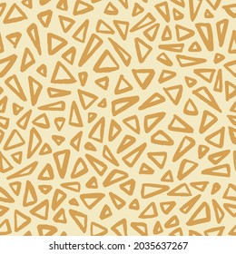 Yellow triangles geometric seamless repeat pattern abstract giraffe animal print background. Vector illustration. Great for kids and home decor projects. Surface pattern design.