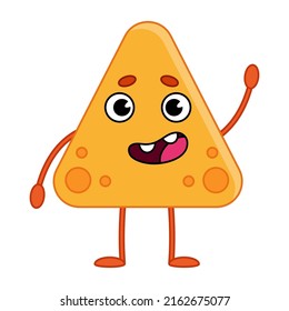 Yellow triangular cartoon cute monster or alien. Children's character for games and applications. Vector illustration isolated on white background.
