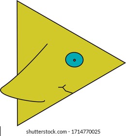 Pescado triangular amarillo con una sonrisa bonita 