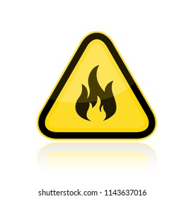 Yellow triangular flammable warning sign