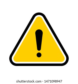 Yellow triangular hazard warning symbol. Vector danger icon and sign of warn for use on web, typography, app, interface design, on the road and construction.