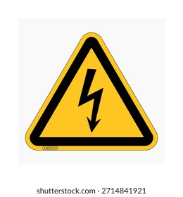 Um sinal de aviso triangular amarelo exibindo um raio preto indica possíveis perigos elétricos.
