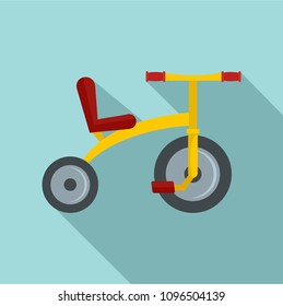 Yellow tricycle icon. Flat illustration of yellow tricycle vector icon for web design