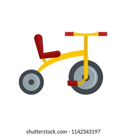 Yellow tricycle icon. Flat illustration of yellow tricycle vector icon for web isolated on white