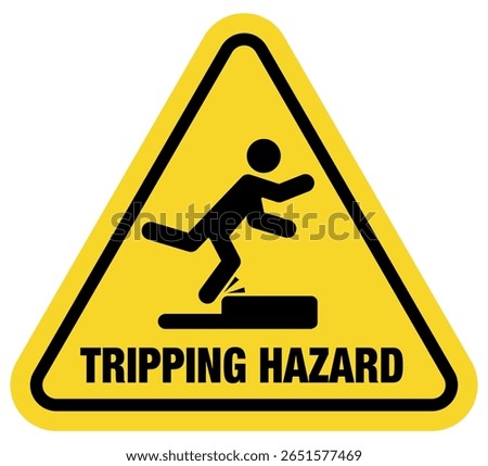 Yellow Tripping Hazard Sign Vector Icon