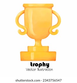 Yellow trophy Award of the competition,Vector illustration. Sport and competition.