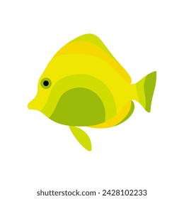 Yellow tropical fish. Aquarium fish. Flat style vector illustration.