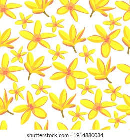 yellow tropical flower. seamless pattern. exotic paradise flowers. bright stock vector illustration on a white background.