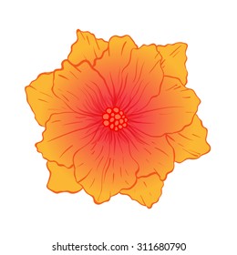Yellow tropical flower, vector illustration 