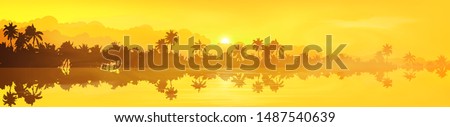 Similar – Image, Stock Photo Jungle Sunset Silhouettes on West Coast at Mucumbli Lodge