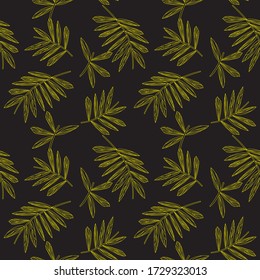 Yellow Tropical Leaf botanical seamless pattern background suitable for fashion prints, graphics, backgrounds and crafts