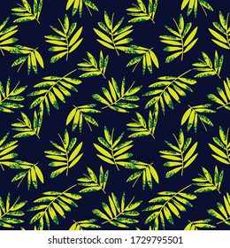 Yellow Tropical Leaf botanical seamless pattern background suitable for fashion prints, graphics, backgrounds and crafts