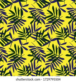 Yellow Tropical Leaf botanical seamless pattern background suitable for fashion prints, graphics, backgrounds and crafts