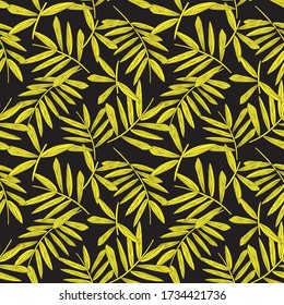 Yellow Tropical Leaf botanical seamless pattern background suitable for fashion prints, graphics, backgrounds and crafts