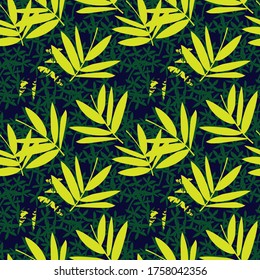 Yellow Tropical Leaf botanical seamless pattern background suitable for fashion prints, graphics, backgrounds and crafts