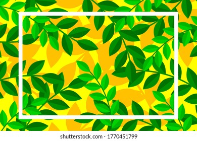 yellow tropical leaves patterned background vector