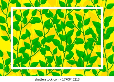 yellow tropical leaves patterned background vector