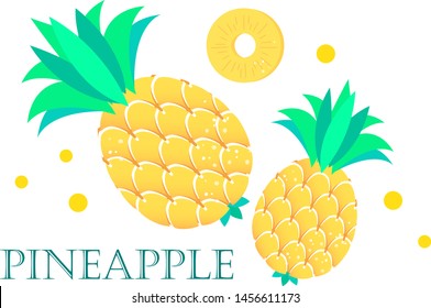 yellow tropical Pineapple illustration vector