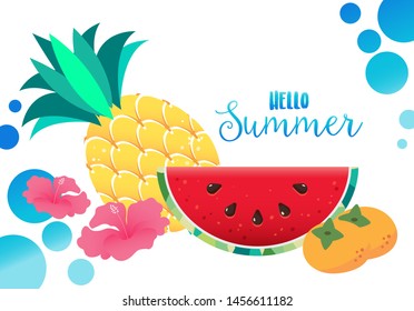 yellow tropical Pineapple illustration vector