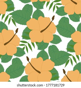 yellow tropical vector flowers in a seamless pattern design,perfect to use on the web or in print