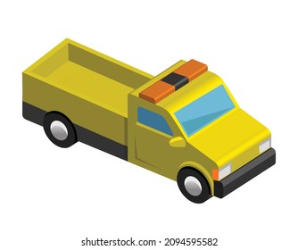 yellow truck, 3d like, isometric, vector illustration