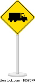 Yellow truck sign isolated on white background illustration