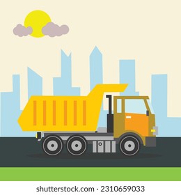 Yellow Truck Vector Flat Design