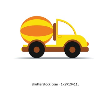 yellow truck, vector flat illustration