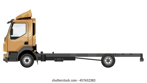 Yellow truck without a trailer on a white background