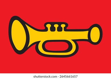 Yellow trumpet over red background