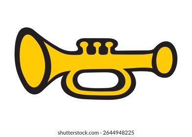 Yellow trumpet over white background
