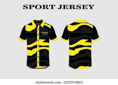 yellow T-shirt design front back sport design for cycling football racing jersey vector