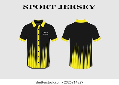 yellow T-shirt design front back sport design for cycling football racing jersey vector