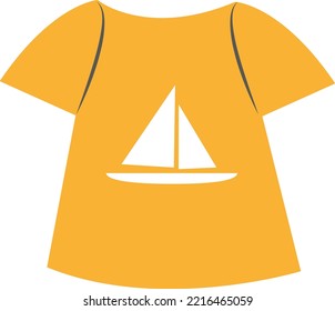 Gelbes T-Shirt, Illustration, Vektorgrafik auf weißem Hintergrund.