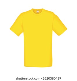 Yellow T-shirt isolated on white background. Vector realistic illustration