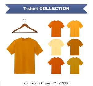 Yellow t-shirt template with hanger, vector eps10 illustration.