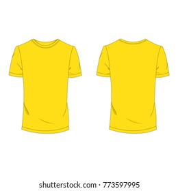 Yellow T-shirt template using for fashion cloth design and accessory for designer to make mock up or blue print in company.