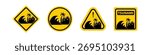 Yellow Tsunami Sign Set with waves and house