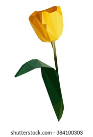 yellow tulip the art, vector polygonal art