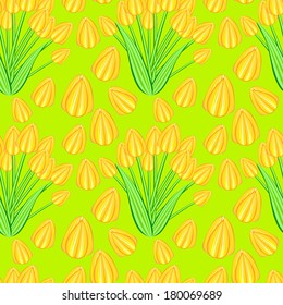 yellow tulip seamless pattern. EPS 10. No transparency. No gradients.