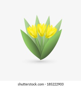Yellow tulip. vector icon