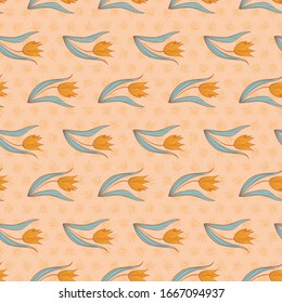 yellow tulips seamless vector springtime pattern