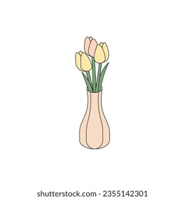 Yellow Tulips Simple Vector Illustration