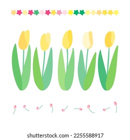 tulipanes amarillos sobre conjunto vectorial blanco