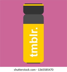 yellow tumbler bottle in a flat style
