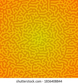 Yellow Turing reaction gradient background. Abstract diffusion pattern with chaotic shapes. Vector illustration.