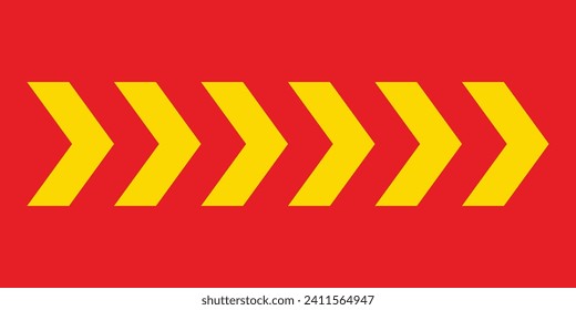 yellow turn right sign arrow  with red backgound vector.